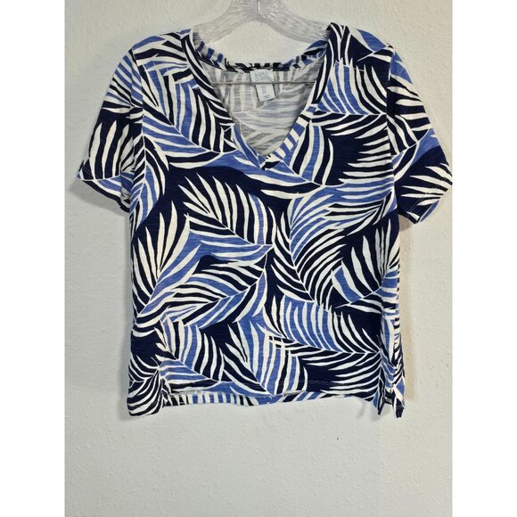 Sigrid Olsen Palm Leaf Print Shirt Womens sz Large - Picture 1 of 5